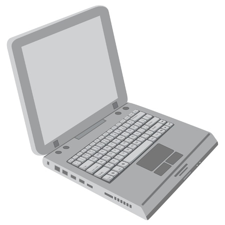 Generic gray laptop isolated on white background with blank screen.のイラスト素材