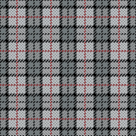 Vector seamless plaid pattern in gray with red stripe.のイラスト素材