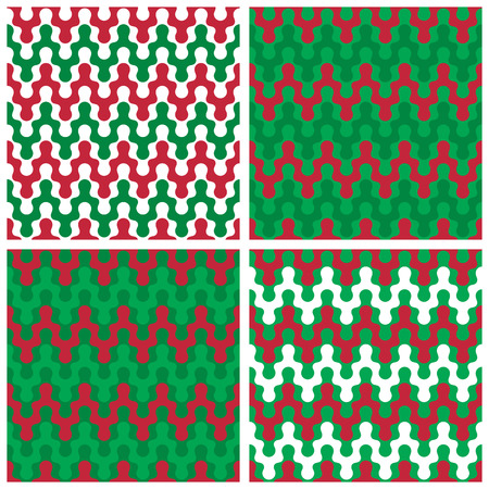 Collection of seamless zigzag patterns in holiday colors.のイラスト素材