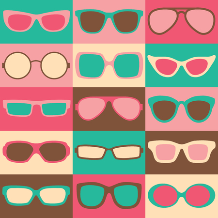 Fashion eyeglass frames in a colorful checkerboard.のイラスト素材