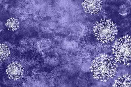 Abstract watercolor background in trending color very peri. Hand drawing illustration with blooming...