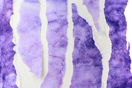 Colorful torn paper collage. Texture made from various watercolor paper parts. Damaged painted paper background. Abstract design backdrop.の写真素材