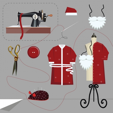 Workshop Santa Claus, vector imageのイラスト素材