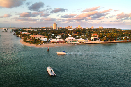 Beaches   skyline of the waterfront of Fort Lauderdale, Florida, USAの写真素材