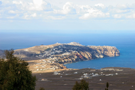 Rural & rugged landscape of Santorini, Greece.の写真素材
