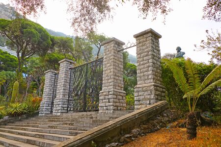 Entrance gate to the La Alameda Gardens which are a botanical gardens in Gibraltar, British overseas territoryの写真素材