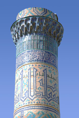 Front minaret. Mosque Bibi Khanumの写真素材