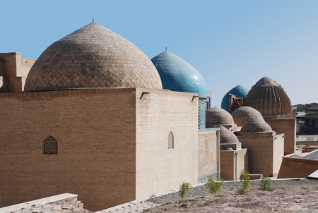 The domes of the mausoleums in the complex of Shahi Zindaの写真素材