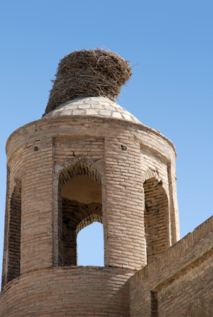 The tower of the fortress with a nestの写真素材