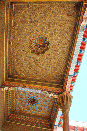 Painted wooden ceiling Bahauddin Naqshbandi mausoleumのeditorial素材