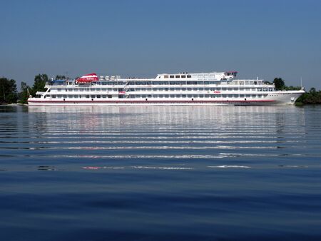 RUSSIA-JULY 12, 2010: Motor ship Maxim Gorky on the Volga in the Tver Regionのeditorial素材