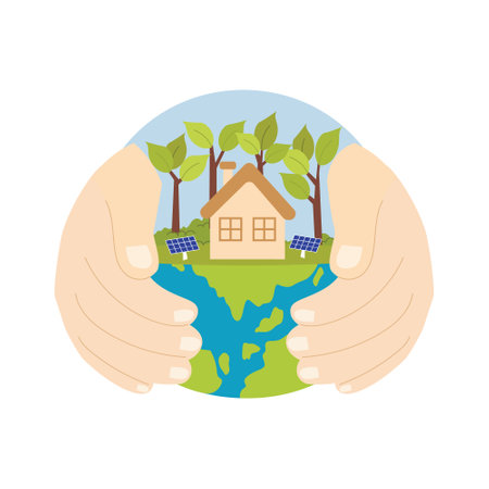 Ecology concept. Save the planet. Vector illustration in flat styleのイラスト素材