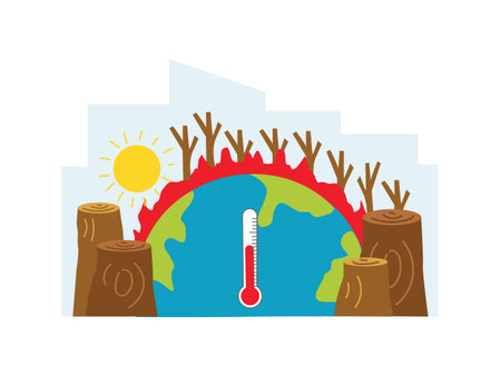 world planet earth with thermometer and trees vector illustration design vector illustration designのイラスト素材