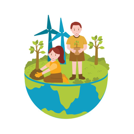 Save the Earth concept. Save the planet. Vector illustration in flat styleのイラスト素材