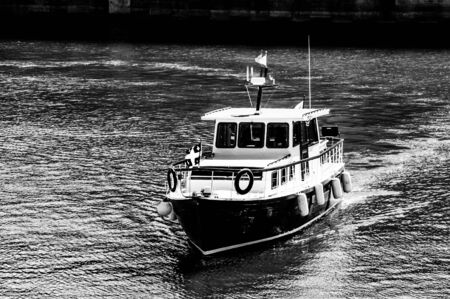 This photo represents vacation and travel. In black and white, we can imagine that this machine comes from far away. Montreal, Quebec, Canada; September 17, 2011.の写真素材