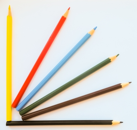 Colour pencils isolated on white background close upの写真素材