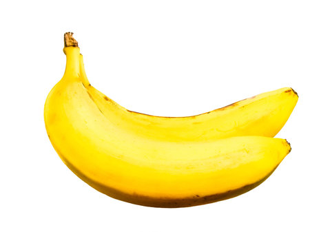 Sheaf of fresh sweet bananas on a white background の写真素材