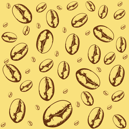 Scattered coffee beans on a light backgroundのイラスト素材