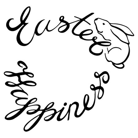 greeting card logo to easter, with inscription on hands free hands, vector illustrationのイラスト素材