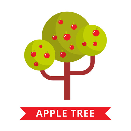 Apple tree icon. Flat tree isolated illustrationのイラスト素材