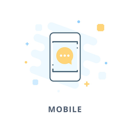 Creative web design, mobile mail flat icon. Design illustration and outline icons. Design elements for apps, web or adsのイラスト素材