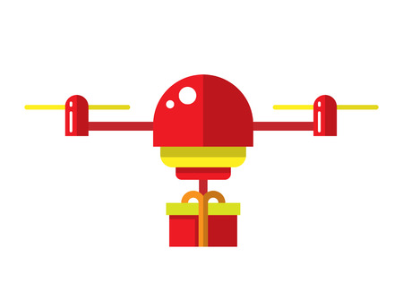 Drone vector icons set. Vector drone. Copter illustration. Air drones. Flat drone. Drone with present and drone with camera photoのイラスト素材
