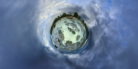 Panoramic image of the Ko Lipe island in Thailand looks like planet の写真素材