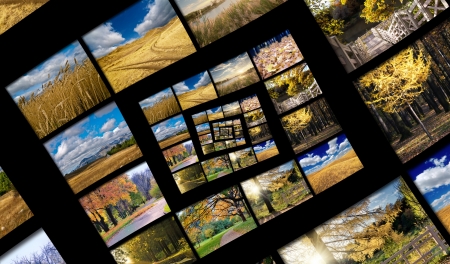 Infinity spiral from autumn photos  Travel and seasons conceptの写真素材