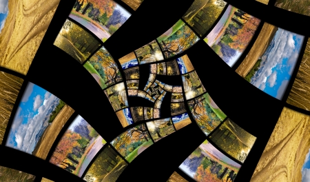 Infinity spiral from autumn photos  Travel and seasons concept