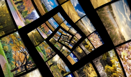 Infinity spiral from autumn photos  Travel and seasons conceptの写真素材