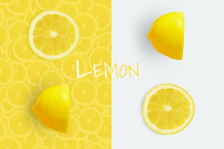 Lemons cuted backgroundの写真素材