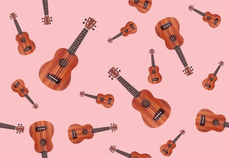 Seamless background with ukulele guitar