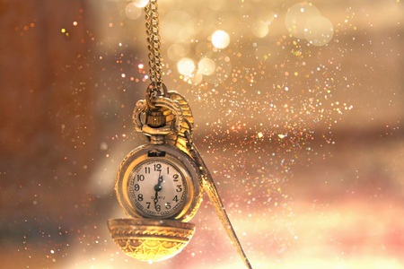 Clocks with bokehの写真素材