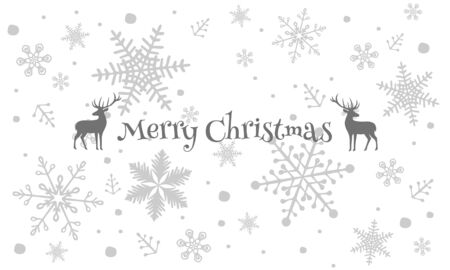 Merry Christmas 2019 vector greeting illustration with snowflakes and deerのイラスト素材