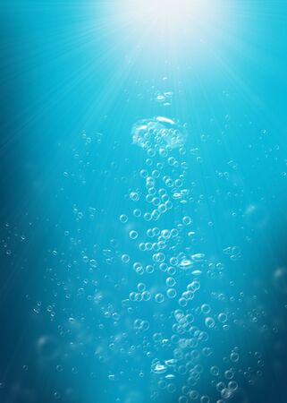 Abstract underwater with sunshine and bubblesの写真素材