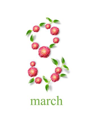 The number eight from flowers, woman's day, 8 march, spring backgroundの写真素材