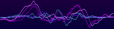 Abstract background with dynamic waves. Big data visualization. Sound wave element. Technology...