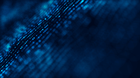 Wave of particles. Abstract background with a futuristic wave. 3d rendering.の写真素材