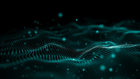 Data technology illustration. Abstract futuristic background. Wave with connecting dots and lines on...