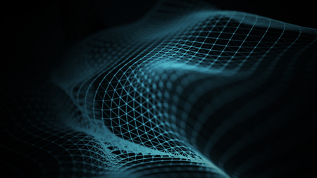 Data technology illustration. Abstract futuristic background. Wave with connecting dots and lines on...