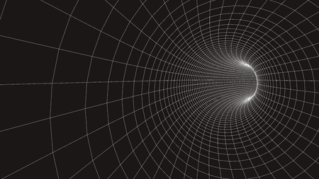 3D tunnel grid.Wireframe 3D surface tunnel.Grid texture.のイラスト素材
