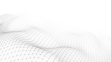Data technology illustration. Abstract futuristic background. Wave with connecting dots and lines on...