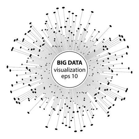 Abstract big data visualization. Social network information. Round with connected lines and dots. Vector illustrations.のイラスト素材