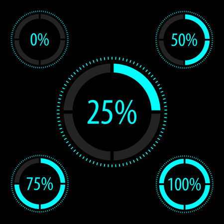 Circular progress icon set. Vector illustration. Modern digital chronometer.のイラスト素材