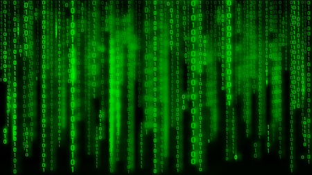 Digital background green matrix. Binary computer code. Vector Illustration.