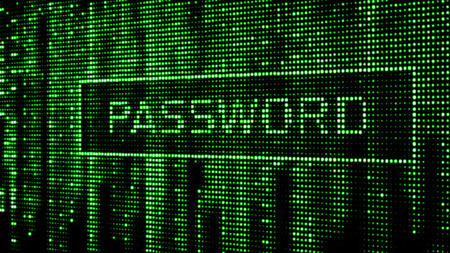 Secure password. Cyber attack. Hacking. Digital background green matrix. Binary computer codeの写真素材