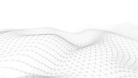 Data technology illustration. Abstract futuristic background. Wave with connecting dots and lines on dark background. Wave of particles.の写真素材