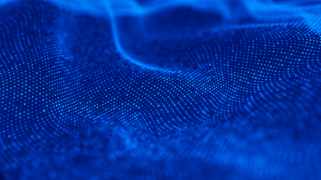 Wave of particles. Abstract background with a futuristic wave. 3d rendering.
