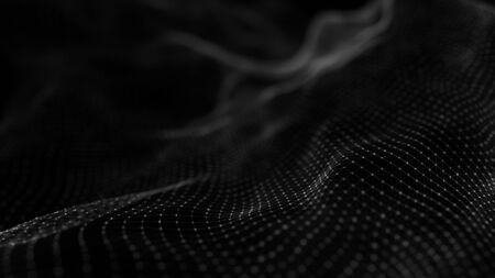 Wave of particles. Abstract background with a dynamic wave. 3d rendering.の写真素材