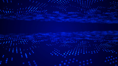 Futuristic blue dots background. Big data visualization. 3d rendering.